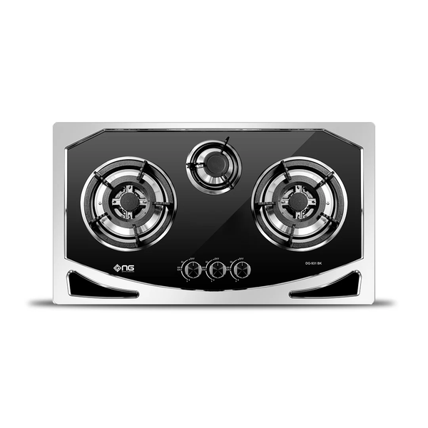 NasGas DG-931 BK 3 Burner Built-in Gas Hob with Black Glass Top