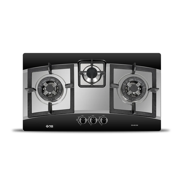NasGas DG-932 BK 3 Burner Built-in Gas Hob with Stainless Steel Top