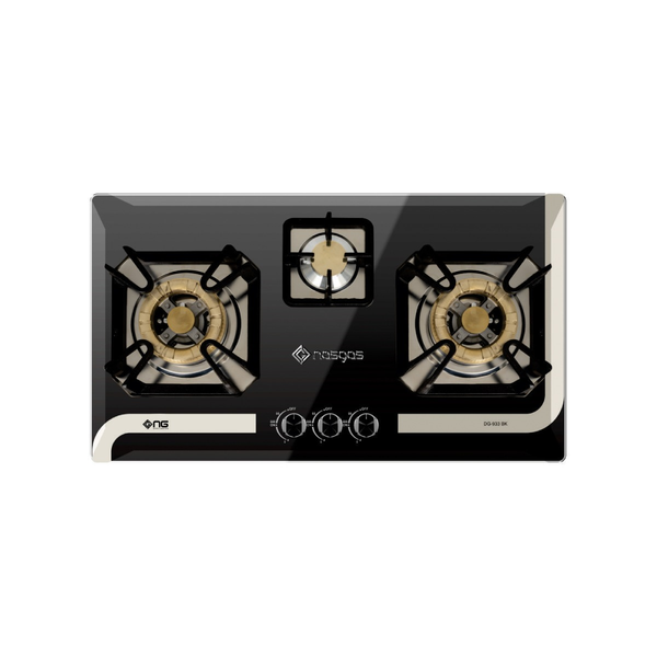 NasGas DG-933 BK 3 Burner Built-in Gas Hob with Super Prime Burners