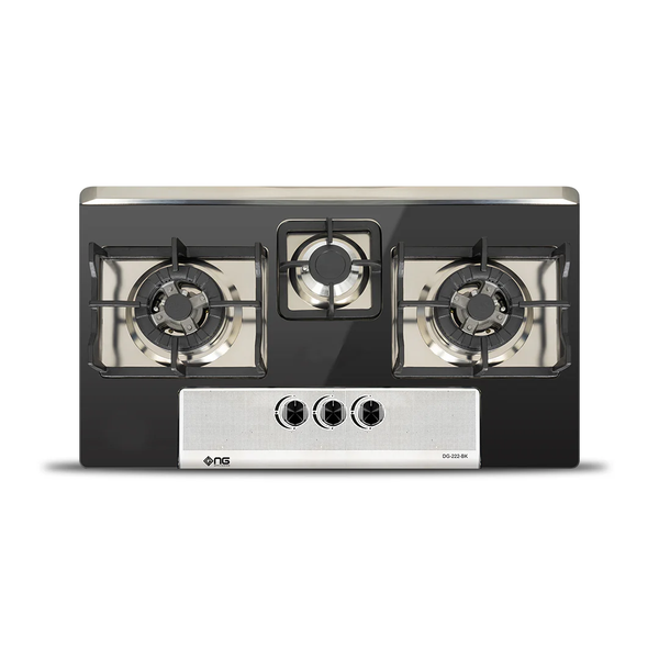 NasGas DG-222 BK 3 Burner Built-in Gas Hob with Laser Cut Supports