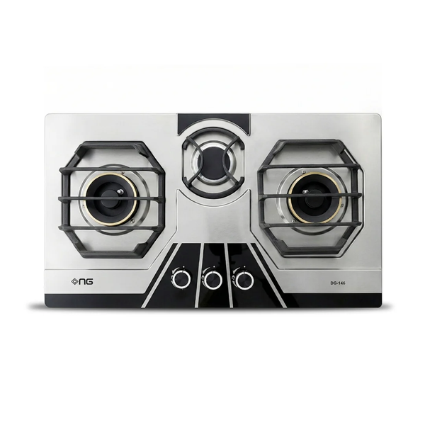 NasGas DG-146 BK 3 Burner Built-in Gas Hob with FFD and Tempered Glass Top
