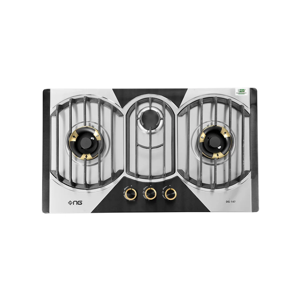 NasGas DG-147 BK 3 Burner Built-in Gas Hob with FFD and Tempered Glass Top