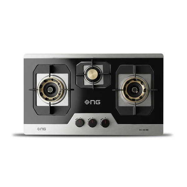 NasGas DG-345 BK 3 Burner Built-in Gas Hob with Black Finished Stainless Steel Top