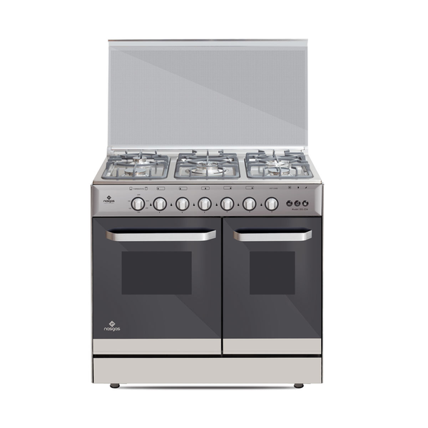 NasGas DG-534 5 Burner Double Door Stainless Steel Cooking Range with Auto Ignition